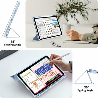 iPad Air (11 inch 2024 &amp;amp; 2025) - Licht Blauw - Smart Cover met Pen Slot