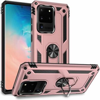 Samsung S20 Ultra - Armor met Kickstand Ring - Ros&eacute;goud