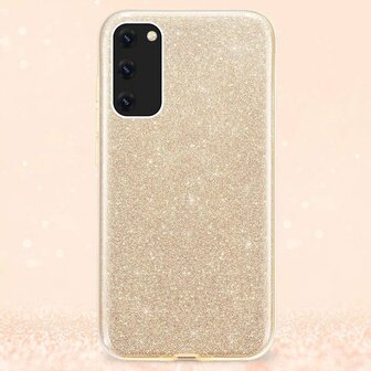 A72 - Glitter Back Cover &amp;amp; Glas - Goud