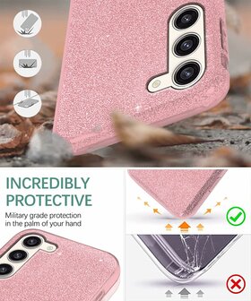 Samsung S24 - Glitter Back Cover - Roze