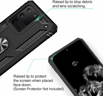 Samsung S20 Ultra - Armor met Kickstand Ring - Zwart