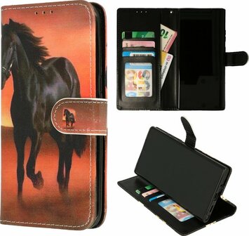 Samsung A5 2017 met Zwarte Paard Print - Book Case