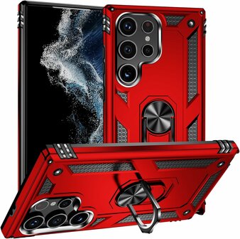 Samsung S24 Ultra Rood - Armor met Kickstand Ring