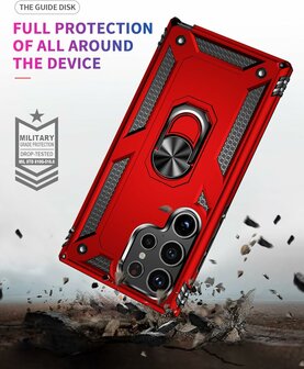 Samsung S24 Ultra Rood - Armor met Kickstand Ring