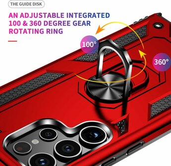 Samsung S24 Ultra Rood - Armor met Kickstand Ring