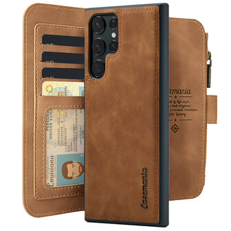 Samsung S24 Ultra Sienna Brown - 2 in 1 Book Case met Rits