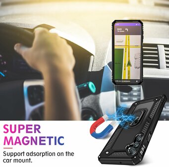 Samsung S23 FE Zwart - Armor met Kickstand Ring