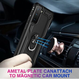 Samsung S21 Plus Zwart - Armor met Kickstand Ring