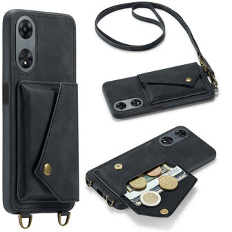 Oppo A98 Charcoal Gray - Back Cover met Koord