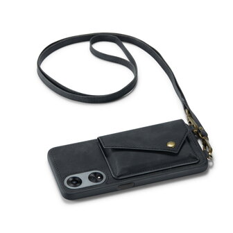 Oppo A98 Charcoal Gray - Back Cover met Koord