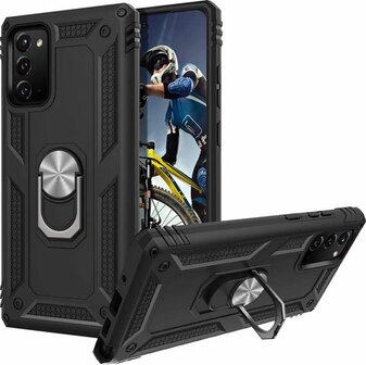 Samsung Note 20 Zwart - Armor met Kickstand Ring