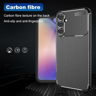 Samsung A25 - Zwart - Siliconen Carbon Back Cover