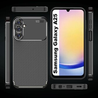 Samsung A25 - Zwart - Siliconen Carbon Back Cover