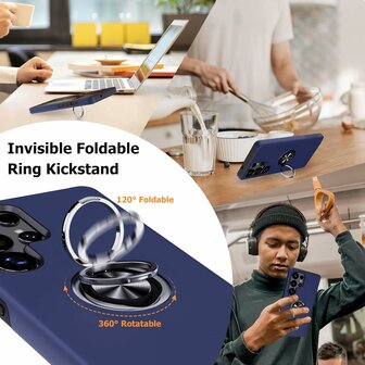 Samsung S25 Ultra - Kickstand Ring Case - Blauw