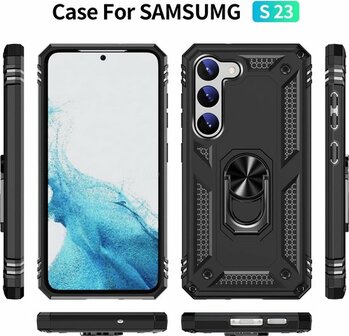 Samsung S23 Zwart - Armor met Kickstand Ring