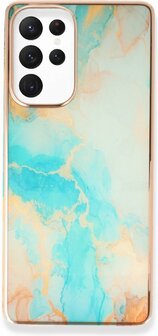 Samsung S24 Ultra - Marmer Back Cover - Aqua