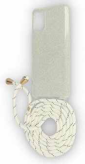 Samsung A02S Zilver - Glitter Back Cover met Koord