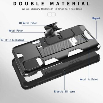 Samsung A41 Zwart - Magnetic Kickstand Armor Case