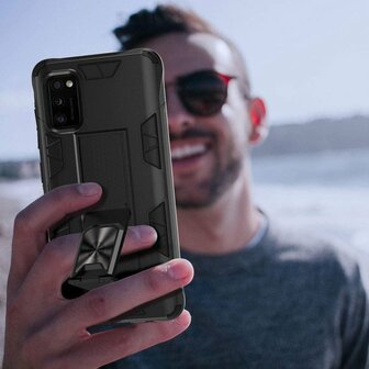 Samsung A41 Zwart - Magnetic Kickstand Armor Case