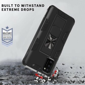 Samsung A41 Zwart - Magnetic Kickstand Armor Case