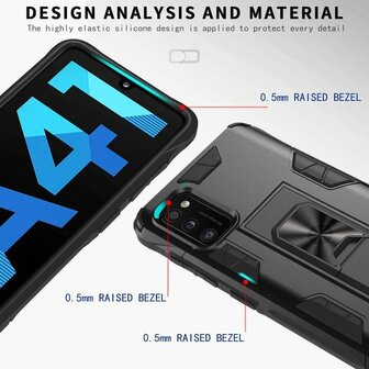 Samsung A41 Zwart - Magnetic Kickstand Armor Case
