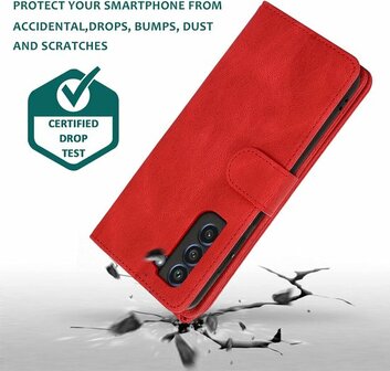 Samsung S22 Plus Rood - Book Case met Rits &amp;amp; Extra Vakken