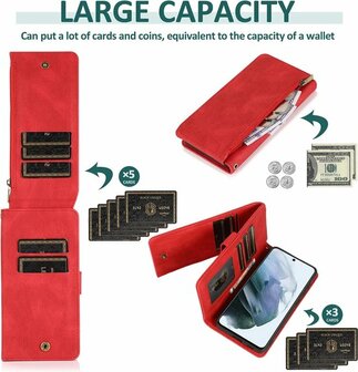 Samsung S22 Plus Rood - Book Case met Rits &amp;amp; Extra Vakken