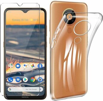Nokia 5.3 - Back Cover &amp;amp; Glas - Transparant