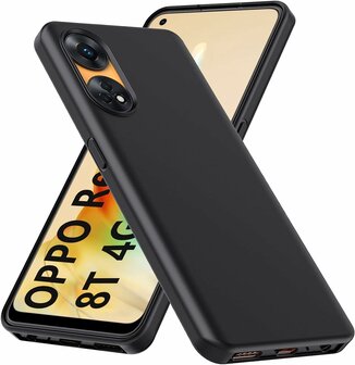 Reno 8T - Siliconen Back Cover - Zwart