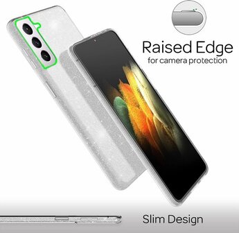 Samsung S21 FE - Glitter Back Cover - Zilver