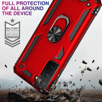 Samsung S21 Rood - Armor met Kickstand Ring