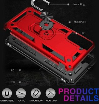 Samsung S21 Rood - Armor met Kickstand Ring