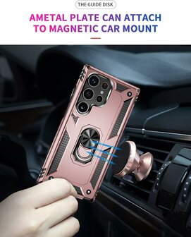 Samsung S24 Ultra Rosegoud - Armor met Kickstand Ring