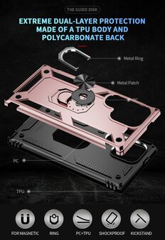 Samsung S24 Ultra Rosegoud - Armor met Kickstand Ring