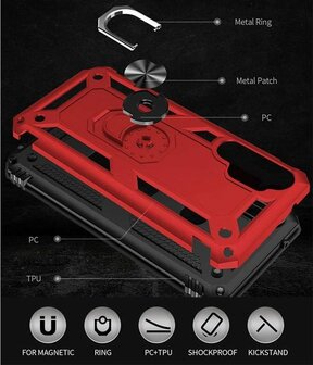 Samsung A32 5G Rood - Armor met Kickstand Ring