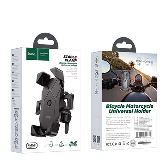 Hoco Telefoonhouder - Universeel GSM houder voor Fiets en Motor - Zwart - Veilig Handsfree Stuurhouder - Light Ride
