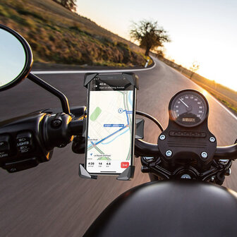 Hoco Telefoonhouder - Universeel GSM houder voor Fiets en Motor - Zwart - Veilig Handsfree Stuurhouder - Light Ride