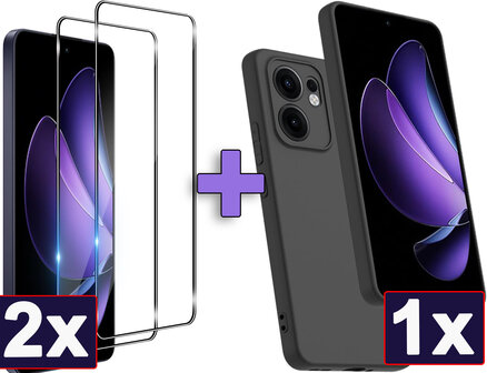Reno 13 FS - Back Cover &amp;amp; 2x Glas - Zwart