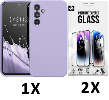 A15 - Liquid Back Cover &amp;amp; 2x Glas - Paars