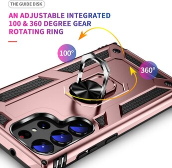 Samsung S23 Ultra Rosegoud - Armor met Kickstand Ring