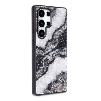 Samsung S23 Ultra - Diamant Marmer Glitter - Zwart