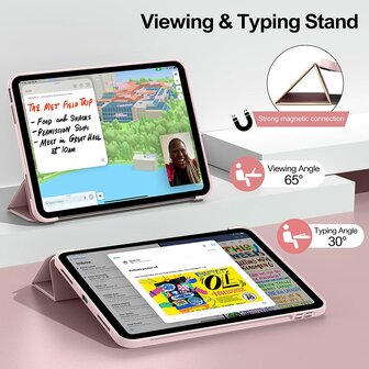 iPad 2025 &amp;amp; 2022 (11/10 Gen) - Roze - Smart Cover &amp;amp; Glas