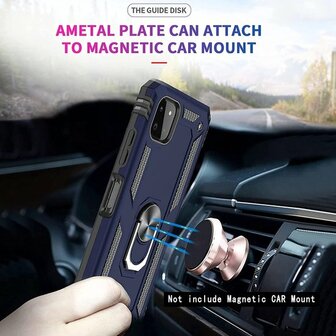 Samsung A22 5G Donker Blauw 2X Glass - Armor met Kickstand Ring