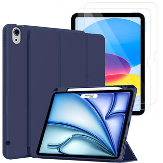 Hoes &amp;amp; Glas iPad Air (11 inch 2024 &amp;amp; 2025) - Blauw - Smart Cover met Pen Slot