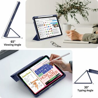 Hoes &amp;amp; Glas iPad Air (11 inch 2024 &amp;amp; 2025) - Blauw - Smart Cover met Pen Slot