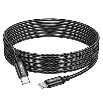 Hoco X91 Oplaad &amp;amp; Data Type C Gevlochten Kabel 3 Meter 60W- Zwart