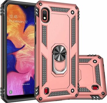 Samsung A10 - Armor met Kickstand Ring - Ros&eacute;goud