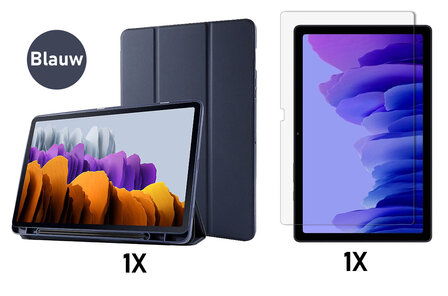 Samsung Tab S8 Plus - S7 FE &amp;amp; Tab S7 Plus Blauw &amp;amp; Glas - Smart Cover
