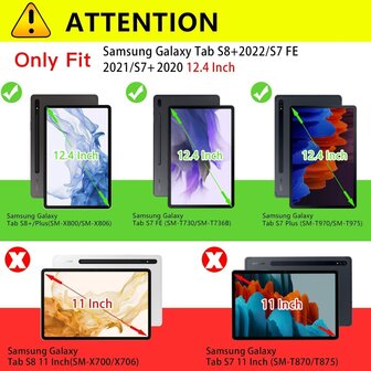 Samsung Tab S8 Plus - S7 FE &amp;amp; Tab S7 Plus Blauw &amp;amp; Glas - Smart Cover
