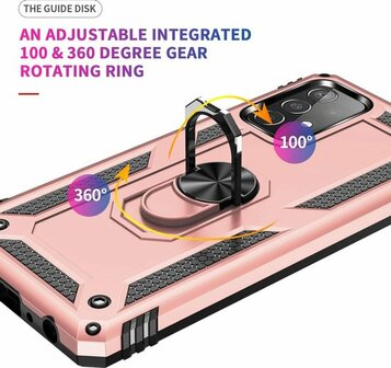 Samsung A72 Ros&eacute;goud - Armor met Kickstand Ring